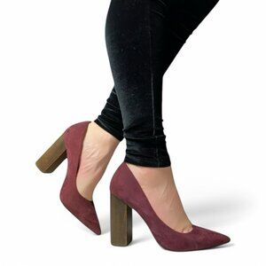 1. State Burgundy Suede Block Heel Pumps – Size 8.5